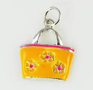CH228: Ladies' Floral Purse Charm in Gold or Silver