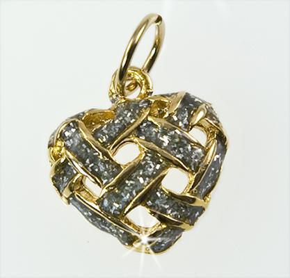 CH253: Golden Heart Charm with Diamond Dust