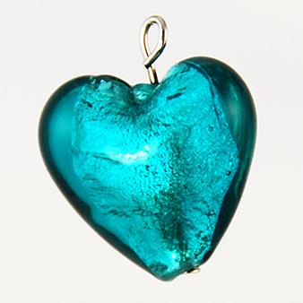 CH24: Blown Glass Heart Charm 5 Colors