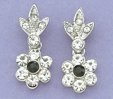 EA421: Floral Crystal Earrings in Silver or Gold