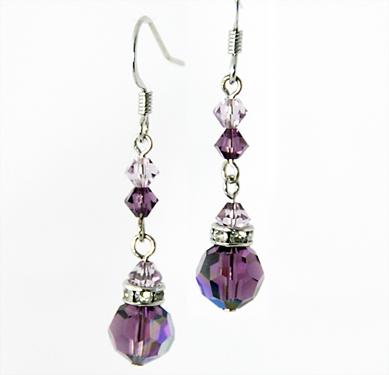 EA426: Elegant Chandlier Amethyst Purple Earrings