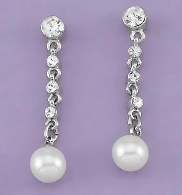EA448: Crystal & Pearl Dangle Earrings