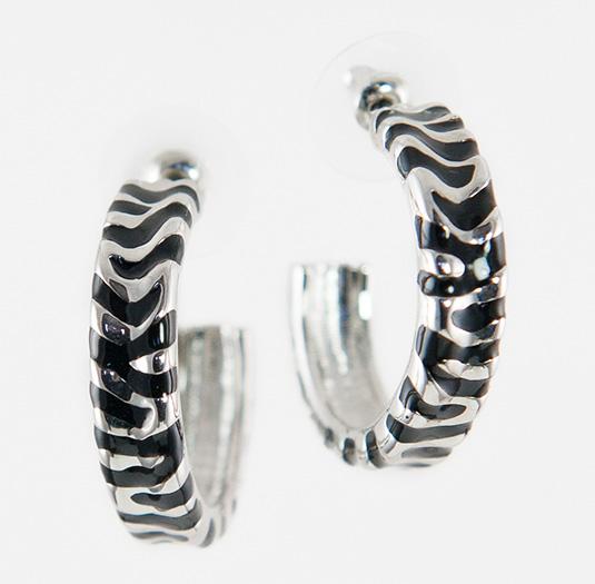 EA553: Zebra Inspired Hoop Earrings