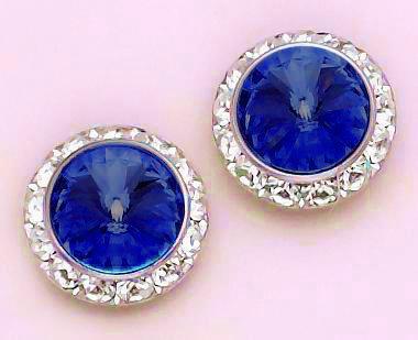 EA60B: Dark Blue Swarovski Crystal Classic Button Earrings