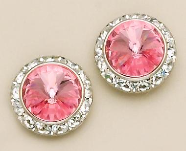 EA60P: Pink Swarovski Crystal Classic Button Earrings