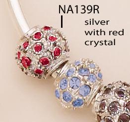 NA139R: Red, Blue, or Black Crystal & Silver or Gold Fireball