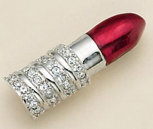 PA225S: Red Crystal Lipstick Pin in Silver