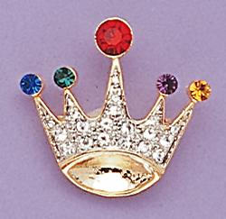 PA339: Multi-colored Jeweled Crown Pin