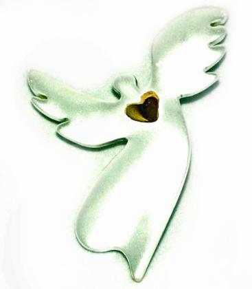 PA463PR: Silver Angel Heart Pin