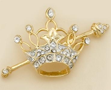 PA477: Crystal Star Crown & Scepter Pin