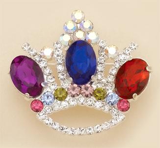 PA478: Elegant Crystal Crown Pin