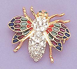 PA82: Bee Pin with Multi-colored Crystal Wings