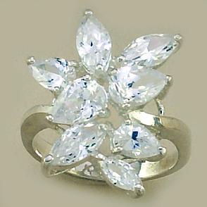 RA15: Silver Floral Cluster CZ Ring