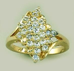 RA69: Gold & CZ Cluster Ring