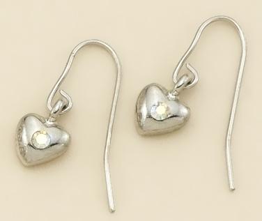 SNT88: Crystal & Silver Heart Necklace and Heart Earrings Set