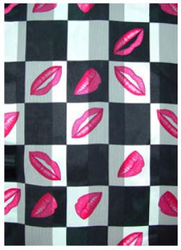 SS32: Black & White Red Lips Scarf