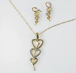 SNT144: Tiffany Style Silver & Crystal Heart Set