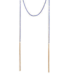 NA350: Crystal Sapphire WrapTassel Necklace