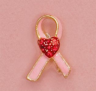 PA533: Cancer Awareness Ribbon / Heart Pin