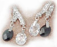 NC50: Jet & Diamond CZ Earrings