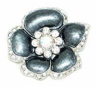 NC58: Crystal & Gray Enamel Floral Pin