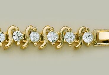 BR12G: Traditional Tennis Bracelet in Gold With Austrian Crystals