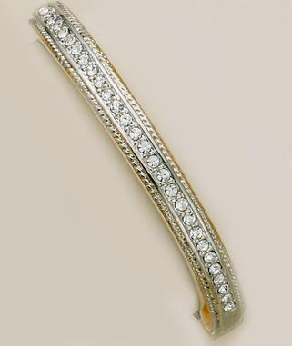BR137S: Channel Set Silver Crystal Bangle Bracelet