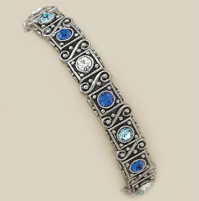 BR155B: Blue Crystal Stretch Bracelet