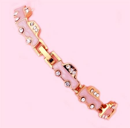 BR161: Pink Car Bracelet Stretch