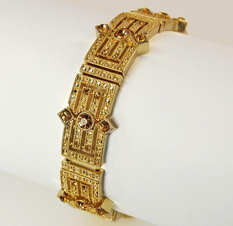 BR172: Exotic Filigree Gold Topaz Bracelet