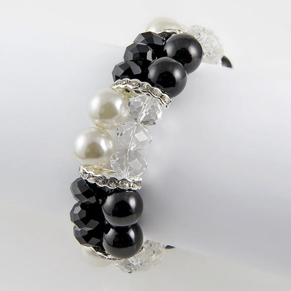 BR240: Austrian Crystal & Pearl Stretch Bracelet