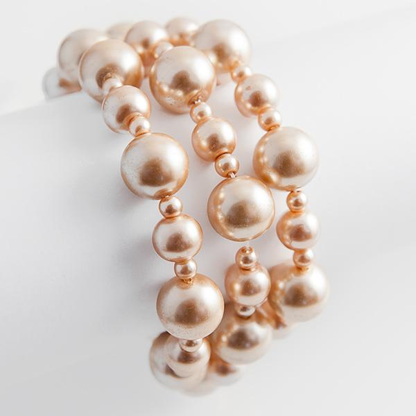 BR291: Multi Strand Pearl Bracelet in Three Colors