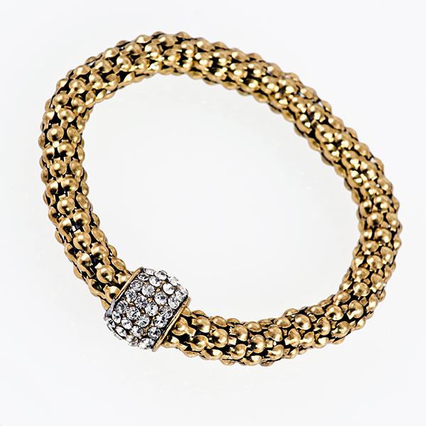 BR292A: Crystal Yurmanesque Antique Gold Bracelet