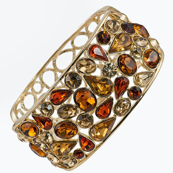 BR294: Exotic Topaz and Amber Crystal Cuff