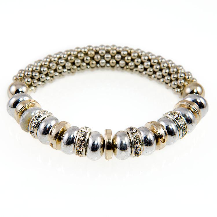 BR342: Gold and Silver Beaded Bracelet
