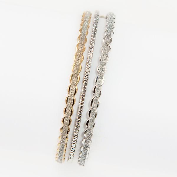BR355: Two Tone Diamond Dust Bracelets 