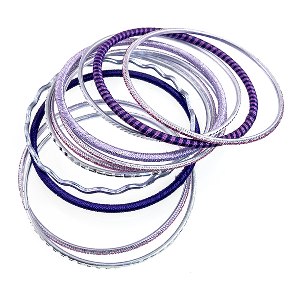 BR367: Collection of Silver and Purple Braclets