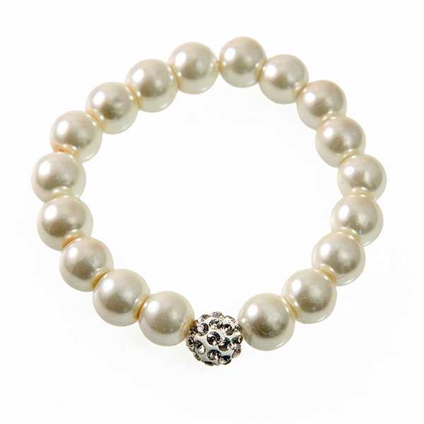 BR399: Pearl Bracelet with Crystal accents