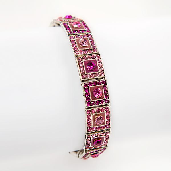 BR516: Austrian Crystal Bracelet in Pink. Black or Blue