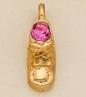CH159P: Gold Shoe Charm with Pink Crystal