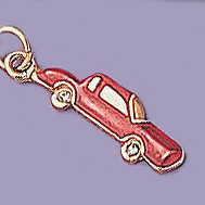 CH33: Red Enamel Car Charm with Crystal in Gold or Silver