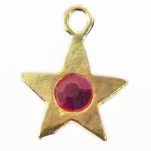 CH54SR: Star Charm with Red Crystal (in Silver or Gold)