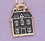 CH72: Black Enamel House Charm in Gold or Silver