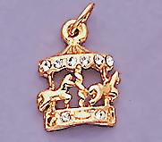 CH86: Crystal Accented Carousel Charm in Gold