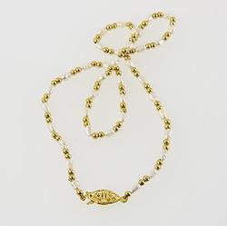 CL99: Seed Pearl & Gold Bead Necklace
