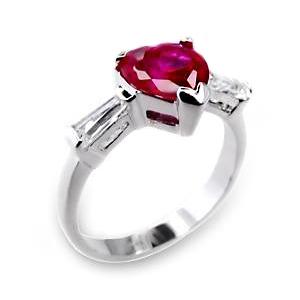 DG01: Sterling Silver Ruby Red Heart Ring