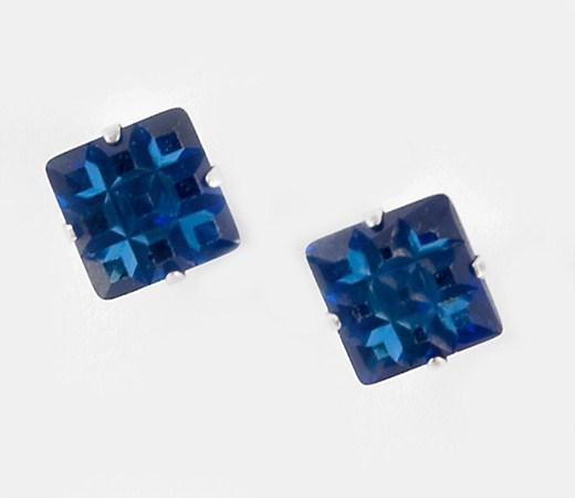 EA111B: Blue CZ Laser-Cut Sterling Earrings