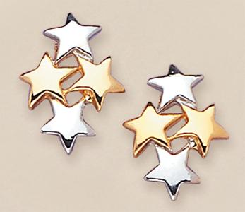 EA344: 2-Tone Cluster Star Earrings