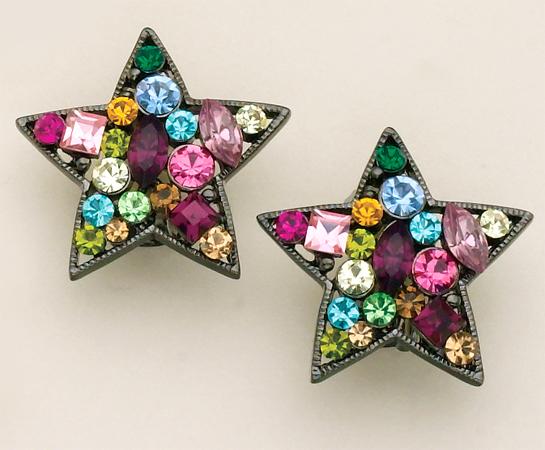 EA365: Multi-Color Crystal Star Earrings