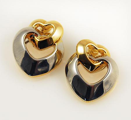 EA491: 2-Tone Tiffany Style Heart Earrings